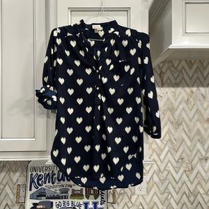 Roll up sleeve blouse with cute hearts